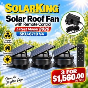 3 x SolarKing Wireless Solar Roof Ventilation Fan V4 (6710)–320mm